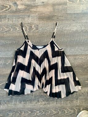 BCBGeneration Black & Cream Pleated Chevron Cami